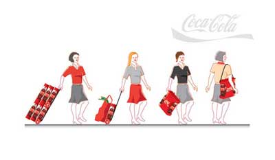 Illustrtion für Präsentation einer Getränkekistenentwicklung für Coca-Cola